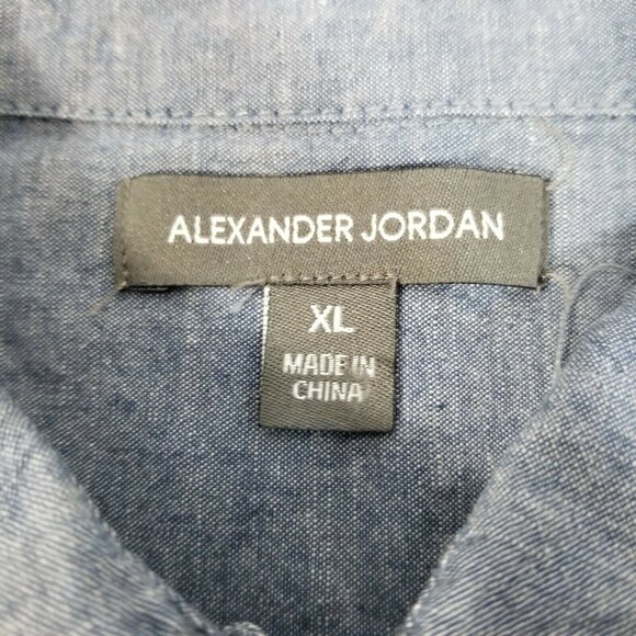 Alexander Jordan Men's Button Down Shirt Long Sleeves Solid Gray Size XL - Picture 2 of 9